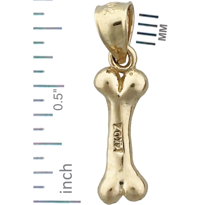 14K Gold 3D-Hundeknochen-Charm