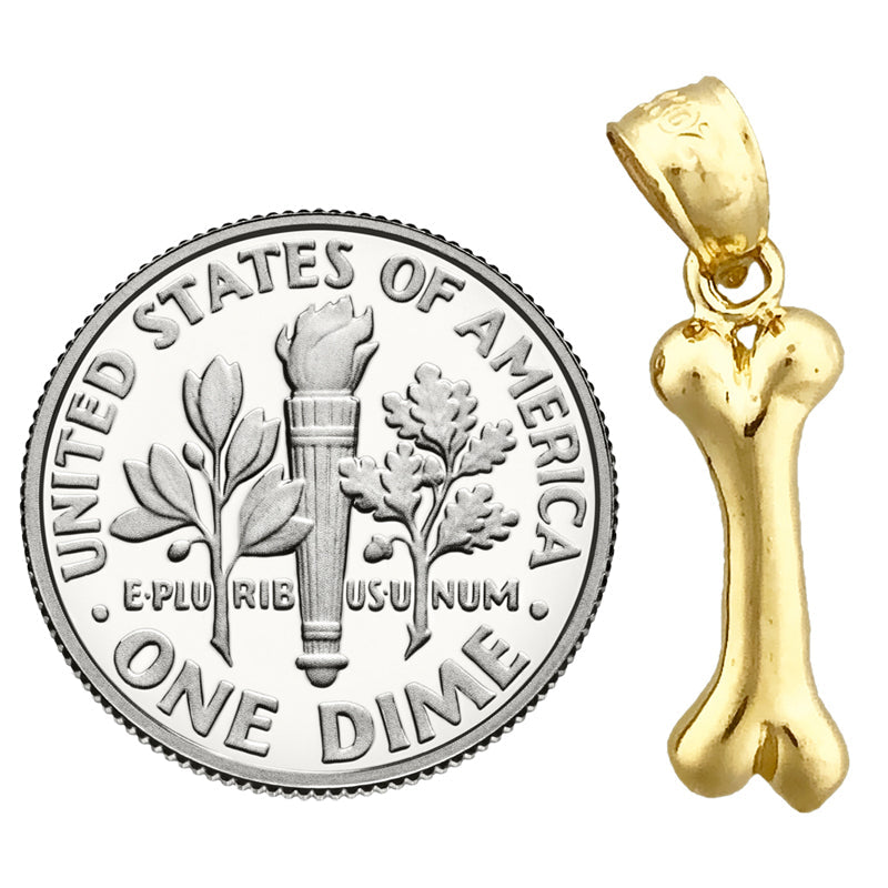 14K Gold 3D-Hundeknochen-Charm
