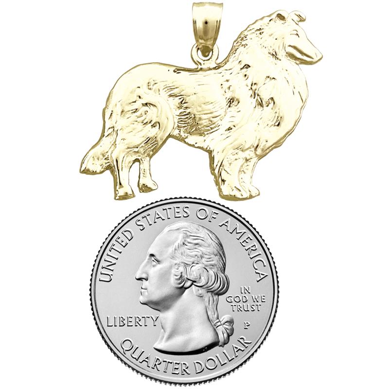585 Gold 32 mm Collie-Anhänger