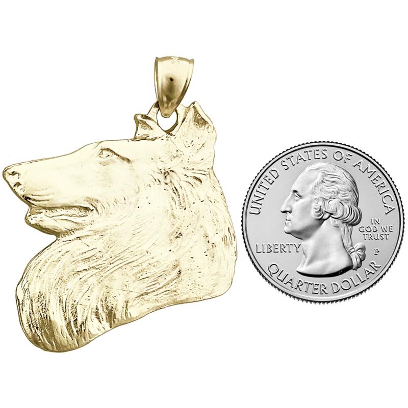 14K Gold Collie-Kopf-Anhänger