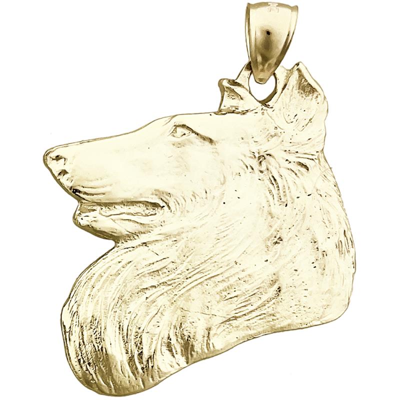 14K Gold Collie-Kopf-Anhänger