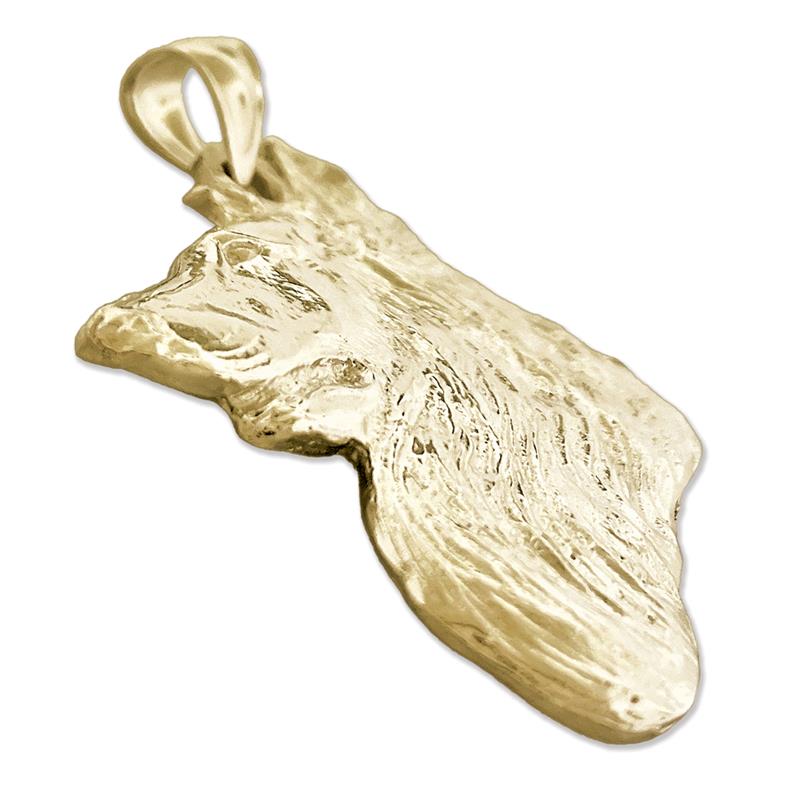 14K Gold Collie-Kopf-Anhänger