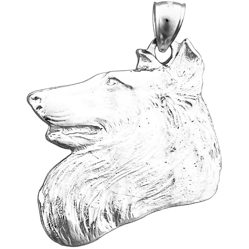 14K Gold Collie-Kopf-Anhänger