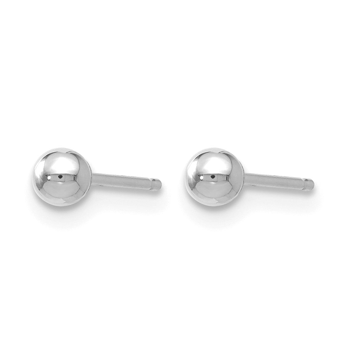 14K Weißgold Poliert 3mm Kugel Ohrstecker