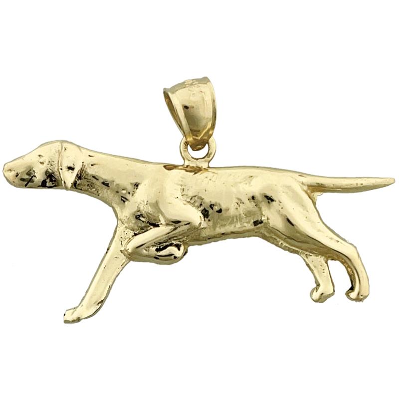 14K Gold Englisch Pointer Anhänger, 40 mm