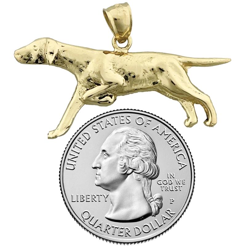 14K Gold Englisch Pointer Anhänger, 40 mm