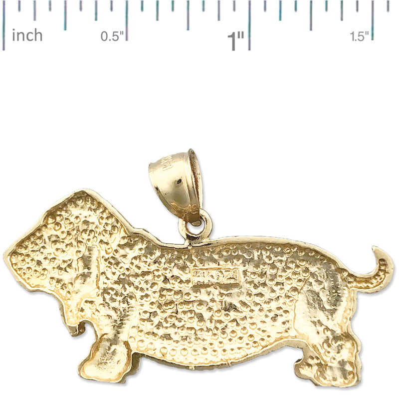 14-Karat Gold-Anhänger „Basset Hound" 40 mm