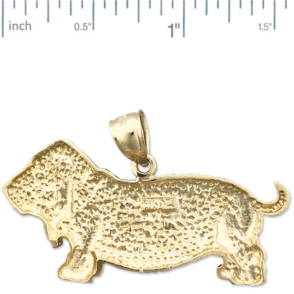 14-Karat Gold-Anhänger „Basset Hound" 40 mm