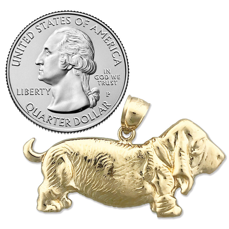 14-Karat Gold-Anhänger „Basset Hound" 40 mm