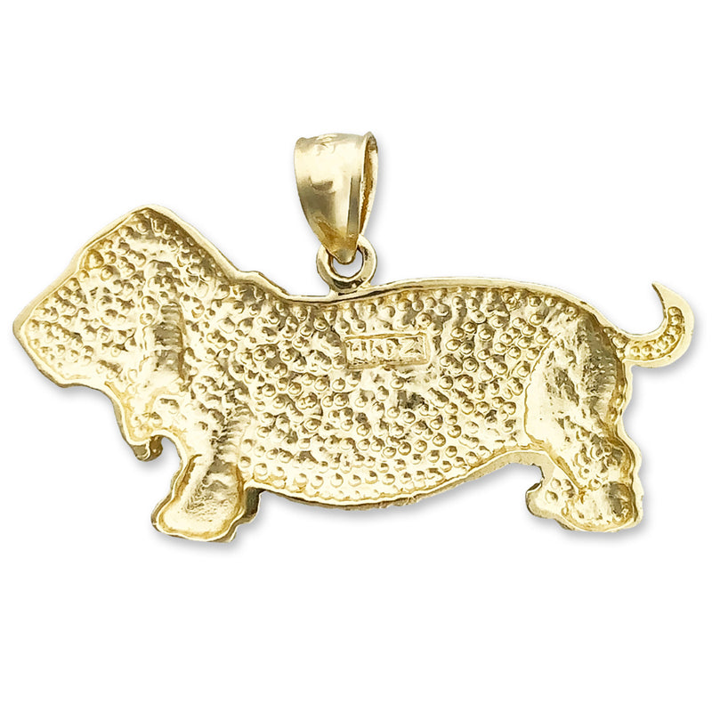 14K Gold 30MM Breiter Basset-Hound-Anhänger