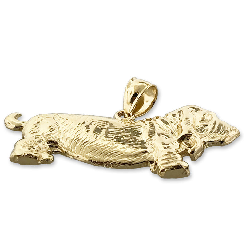 14K Gold 30MM Breiter Basset-Hound-Anhänger