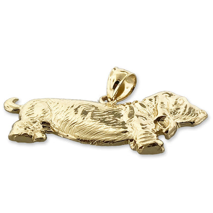 14K Gold 30MM Breiter Basset-Hound-Anhänger