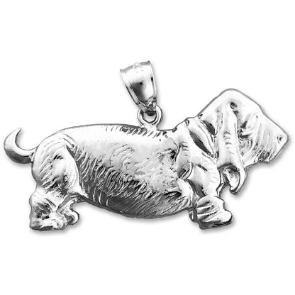 14K Gold 30MM Breiter Basset-Hound-Anhänger