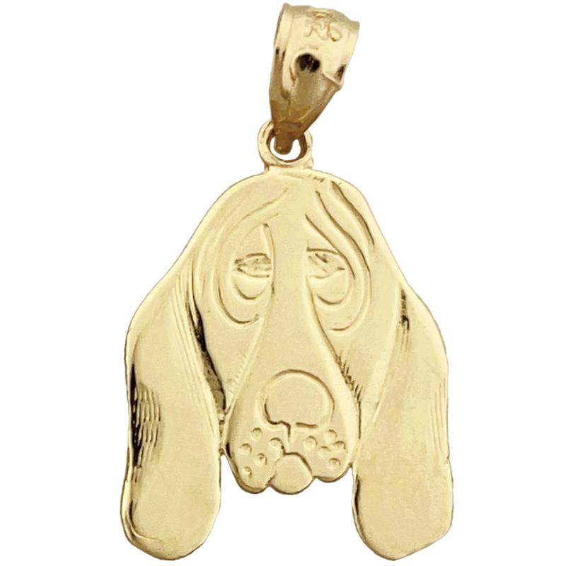 Bloodhound-Gesicht-Anhänger aus 14K Gold