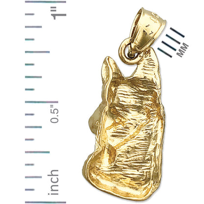 14K Gold Deutscher-Schäferhund-Kopf-Charm