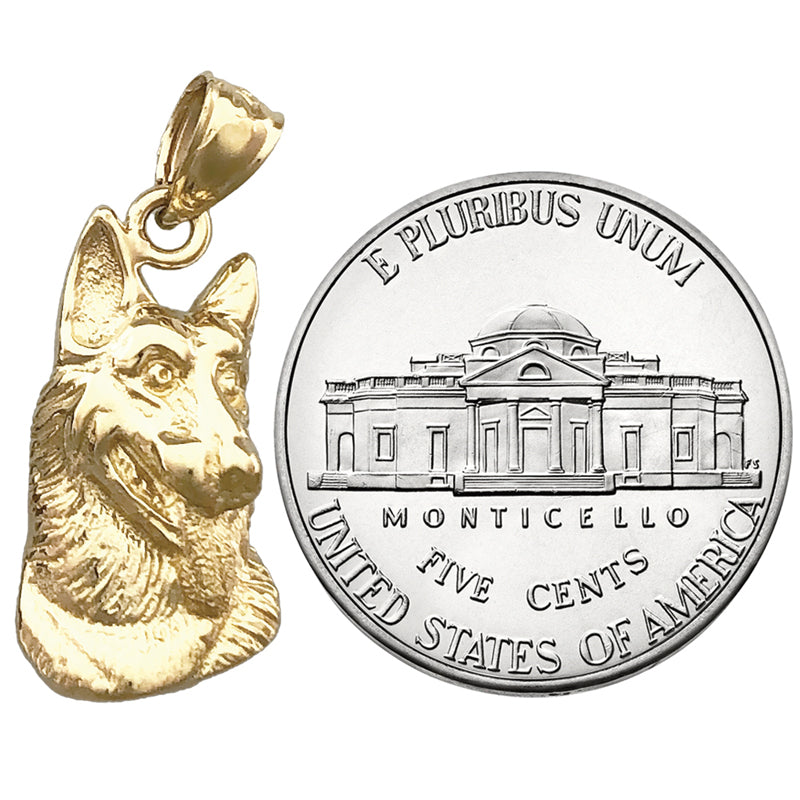 14K Gold Deutscher-Schäferhund-Kopf-Charm