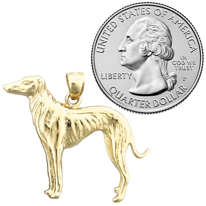 14K Gold Anhänger Stehender Windhund