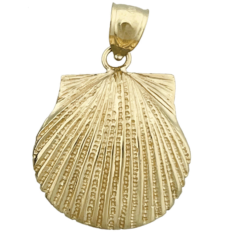 14K Gold 22 MM Muschel-Anhänger mit Wellenrand