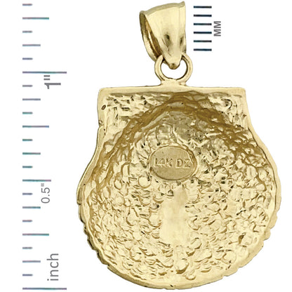 14K Gold 22 MM Muschel-Anhänger mit Wellenrand