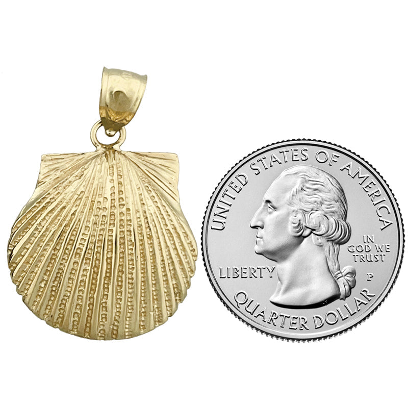 14K Gold 22 MM Muschel-Anhänger mit Wellenrand