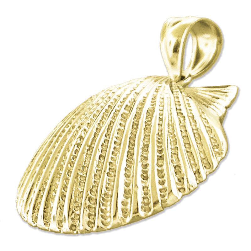 14K Gold 22 MM Muschel-Anhänger mit Wellenrand