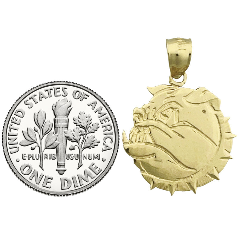 14K Gold Anhänger Bulldogge mit Stachelhalsband