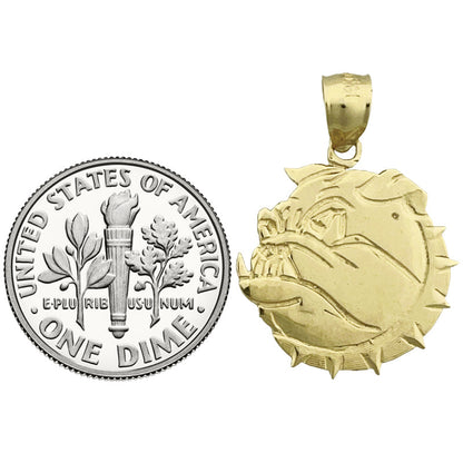 14K Gold Anhänger Bulldogge mit Stachelhalsband
