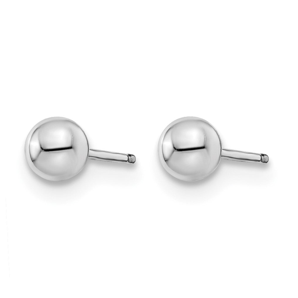 14K Weißgold Poliert 4mm Kugel Ohrstecker