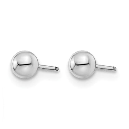 14K Weißgold Poliert 4mm Kugel Ohrstecker