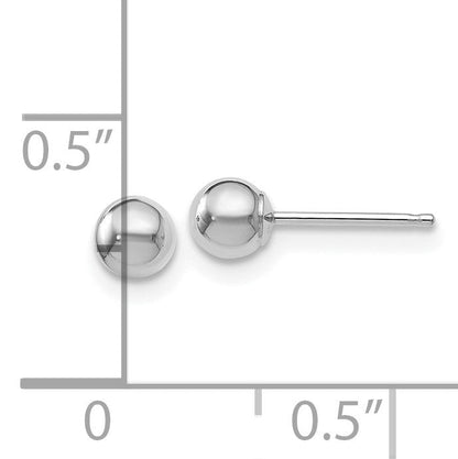 14K Weißgold Poliert 4mm Kugel Ohrstecker
