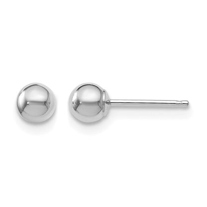 14K Weißgold Poliert 4mm Kugel Ohrstecker