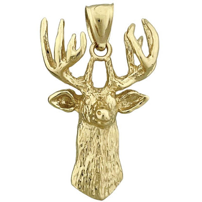 14K Gold Hirschkopf-Anhänger mit Halskette
