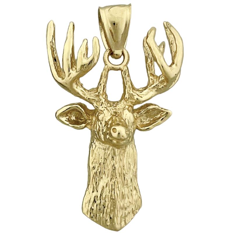 14K Gold Hirschkopf-Anhänger mit Halskette