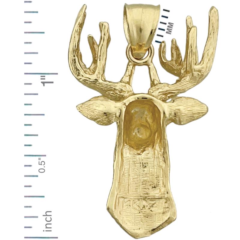 14K Gold Hirschkopf-Anhänger mit Halskette