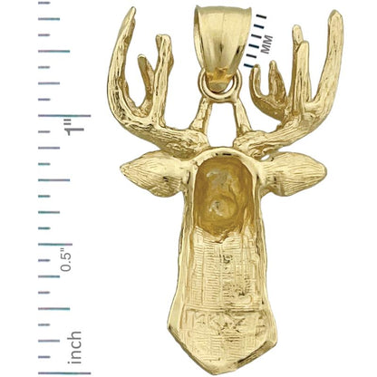 14K Gold Hirschkopf-Anhänger mit Halskette