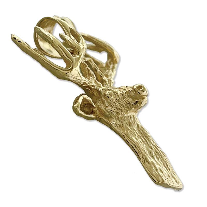 14K Gold Hirschkopf-Anhänger mit Halskette