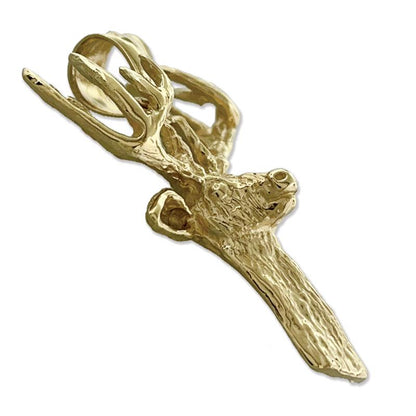 14K Gold Hirschkopf-Anhänger mit Halskette