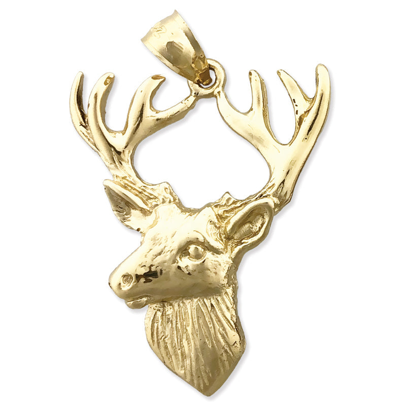 14K Gold Anhänger Hirschkopf mit Geweih