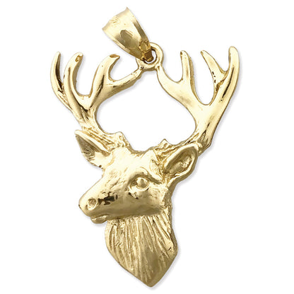 14K Gold Anhänger Hirschkopf mit Geweih