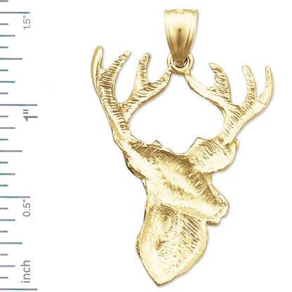 14K Gold Anhänger Hirschkopf mit Geweih
