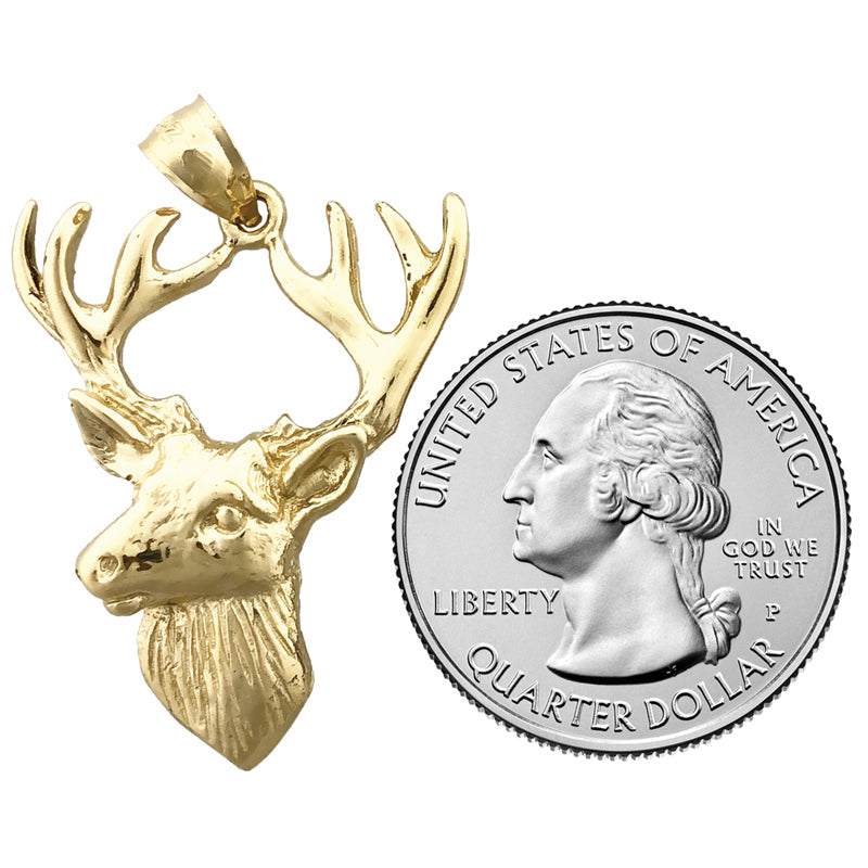 14K Gold Anhänger Hirschkopf mit Geweih