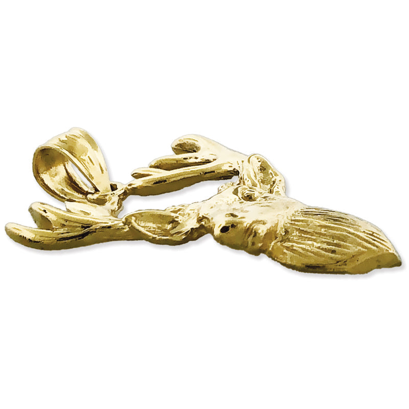 14K Gold Anhänger Hirschkopf mit Geweih