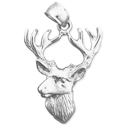 14K Gold Hirschkopf-Anhänger mit Geweih, 23 mm