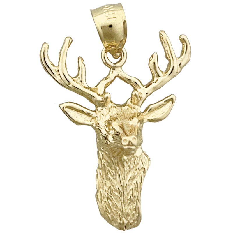 14K Gold Anhänger Hirschkopf mit Geweih