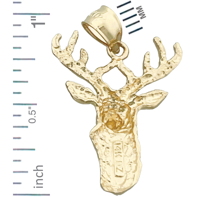 14K Gold Anhänger Hirschkopf mit Geweih