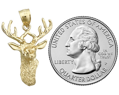 14K Gold Anhänger Hirschkopf mit Geweih