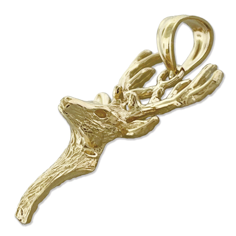 14K Gold Anhänger Hirschkopf mit Geweih