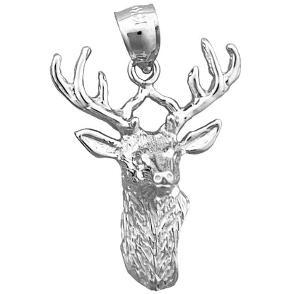 14K Gold Anhänger Hirschkopf mit Geweih