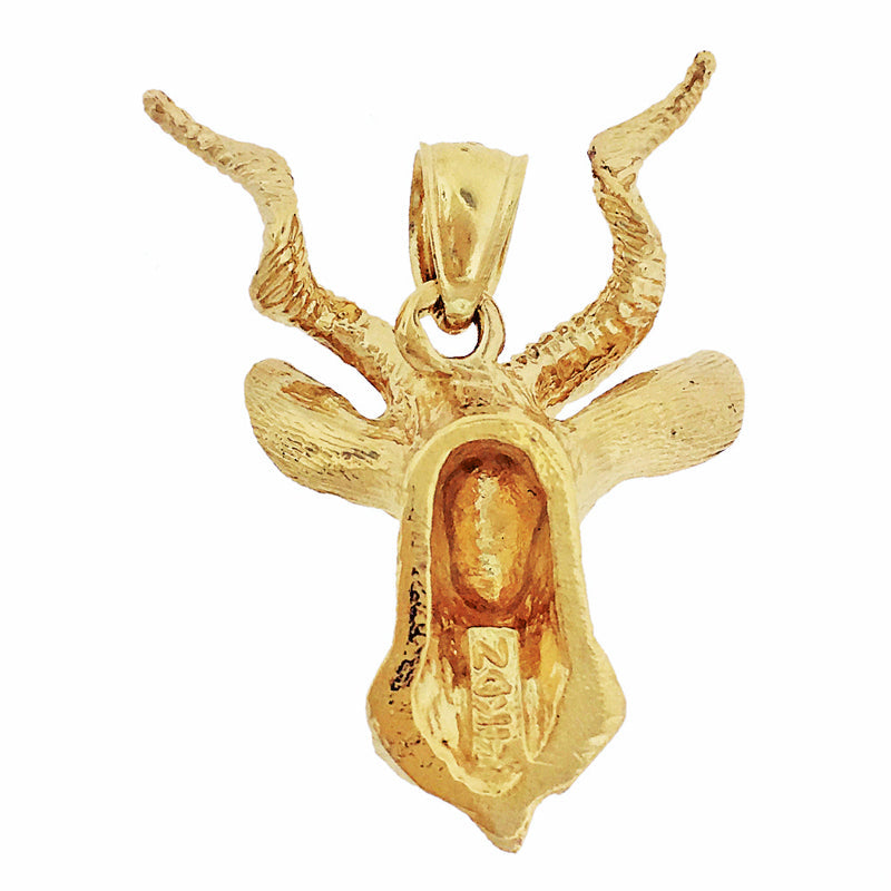 14K Gold Antilopen-Hirschkopf-Anhänger