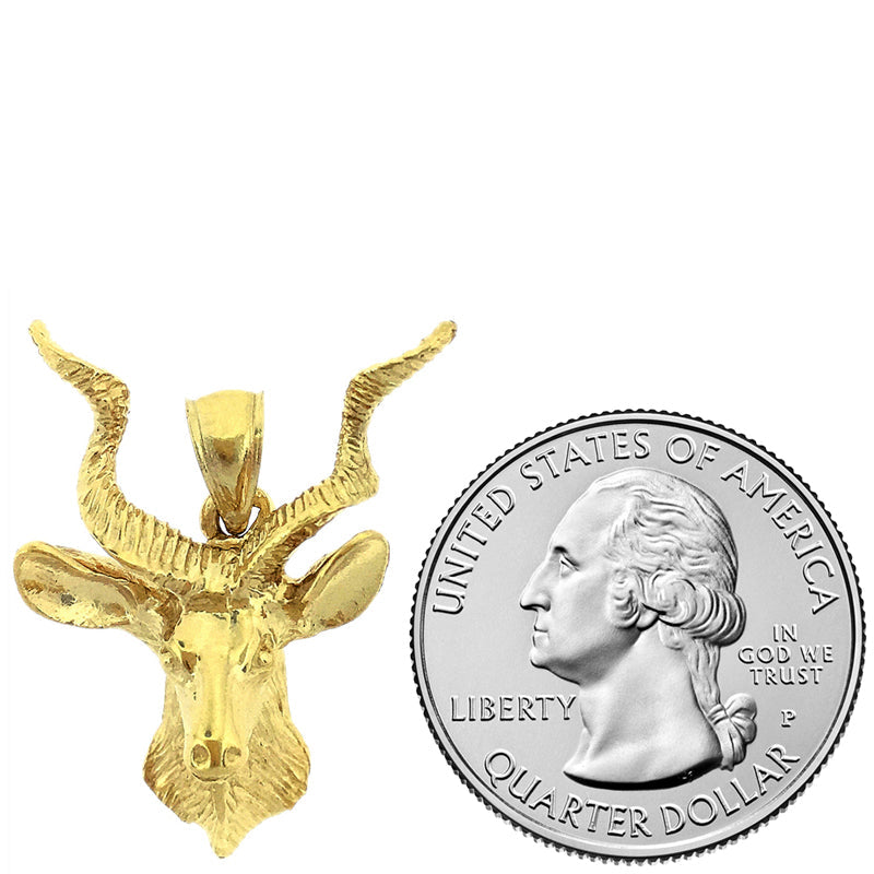 14K Gold Antilopen-Hirschkopf-Anhänger
